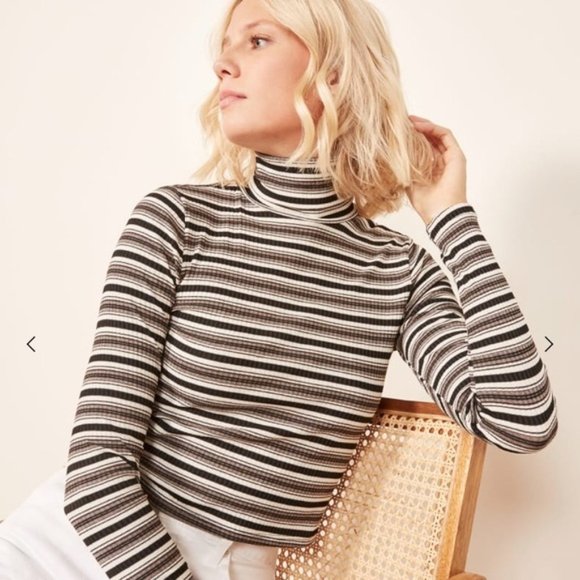 Reformation Tops - NWT Reformation Alto Striped Crop Turtleneck S